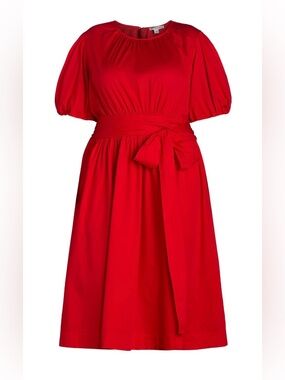 Red Midi Dress with Tie Waist